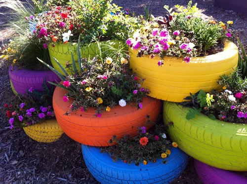 alternative flower pots tire